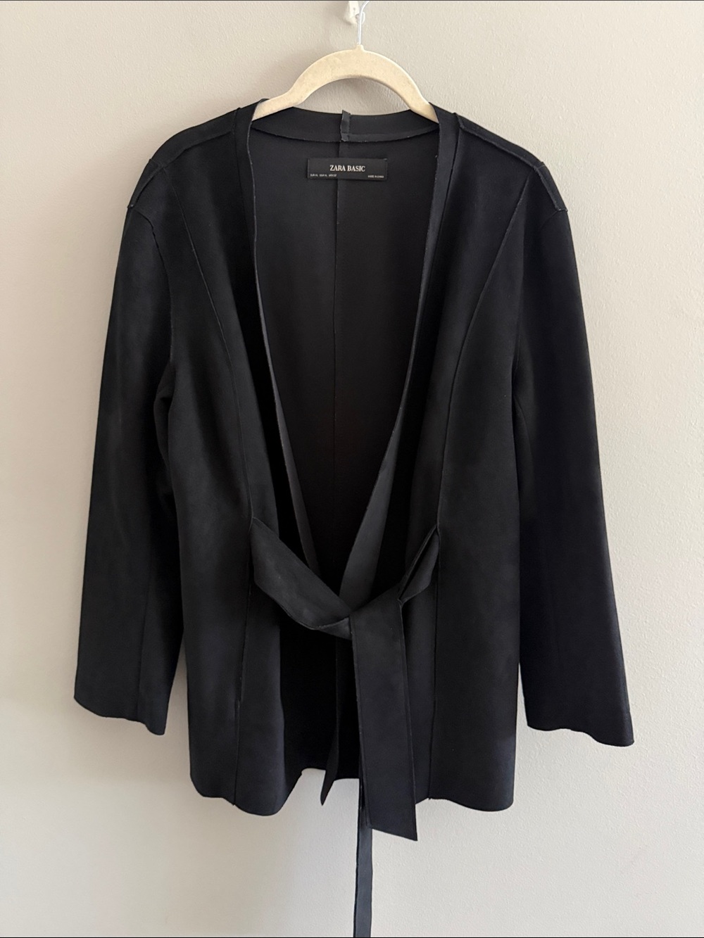 Zara Faux Suede Open-Front Blazer